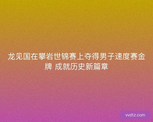 龙见国在攀岩世锦赛上夺得男子速度赛金牌 成就历史新篇章